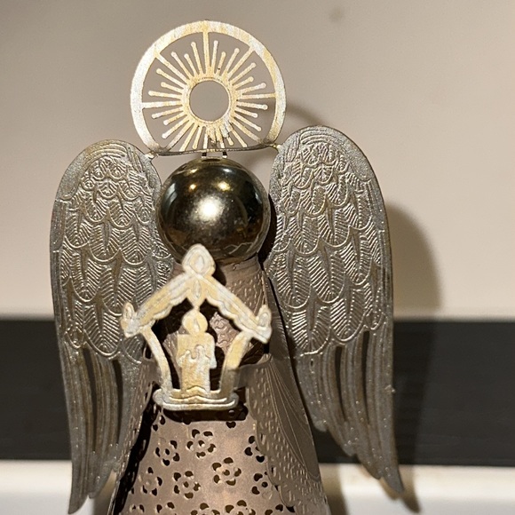 Russ Berrie Angel of Love Glass Votive with  Butterfly Wings Holding a Lantern - Picture 6 of 7